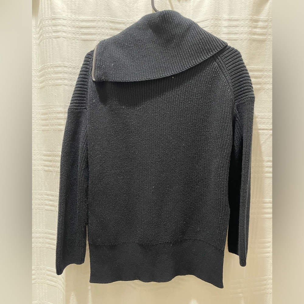 AllSaints black zip funnel neck wool blend sweater - Picture 2 of 10